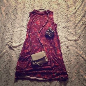 Patterned half turtleneck tank top dress
